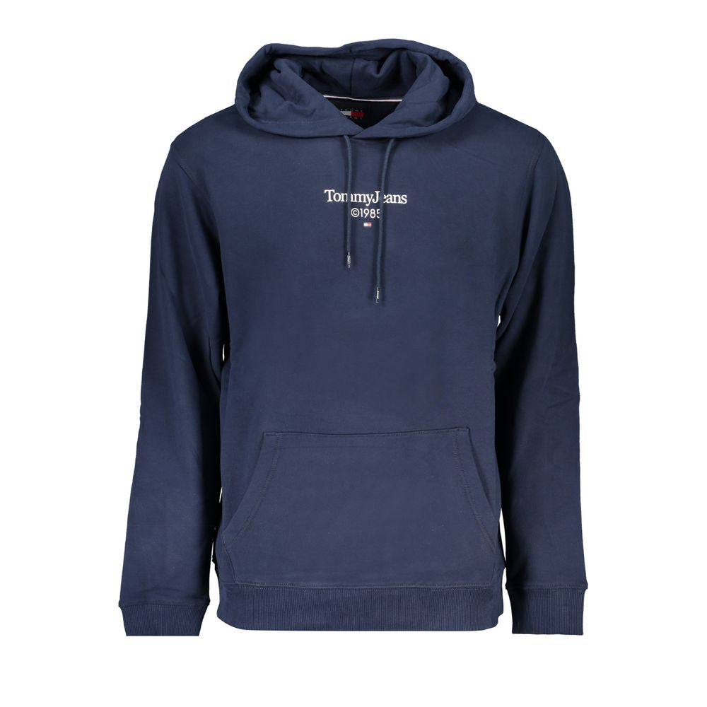 Sweat-shirt en coton bleu pour homme de la marque Tommy Hilfiger, ajusté et confortable, porté sur un mannequin.