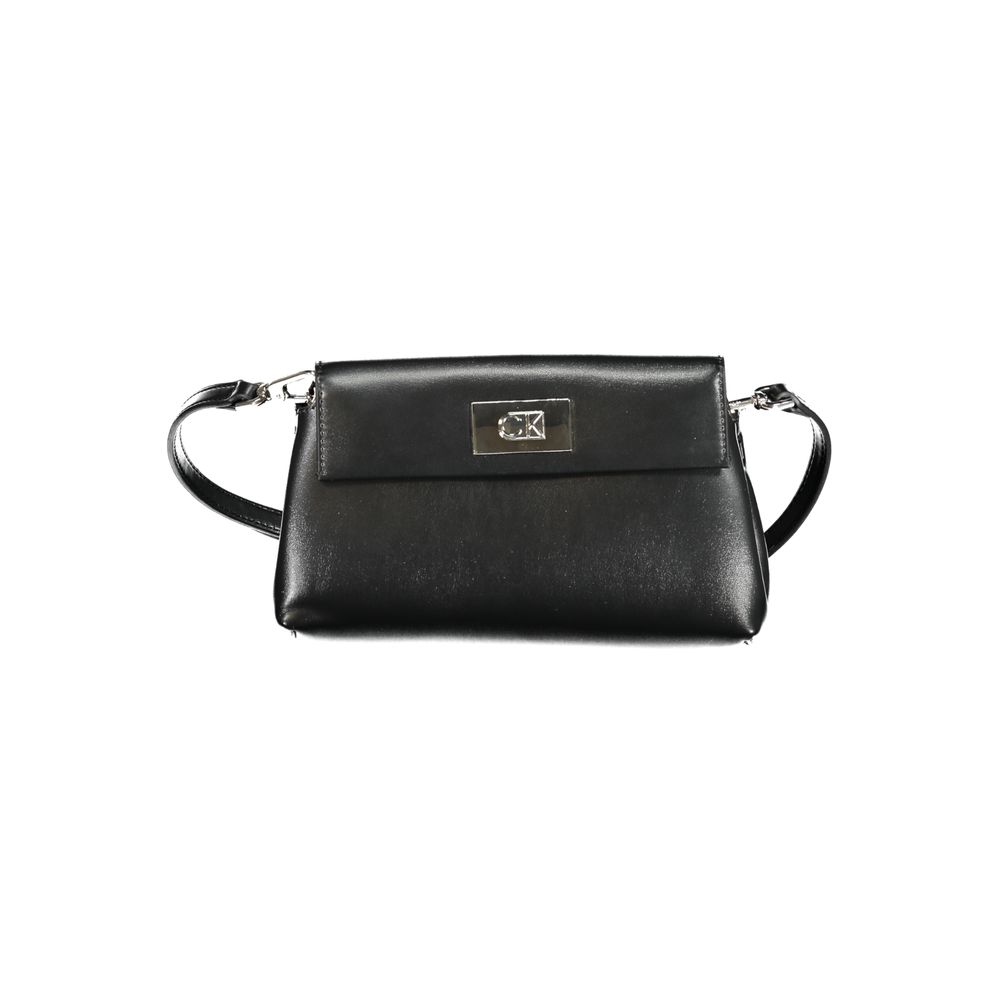 Sac à main pour femmes Calvin Klein en polyester noir, élégant et pratique avec détails modernes.