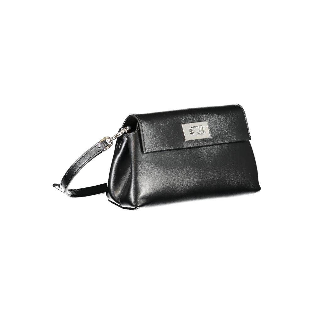 Sac à main pour femmes Calvin Klein en polyester noir, avec poignées et détails élégants.