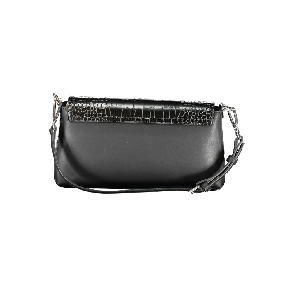 Sac à main pour femmes Calvin Klein en polyuréthane noir, design élégant et moderne, avec poignées et fermeture zippée.