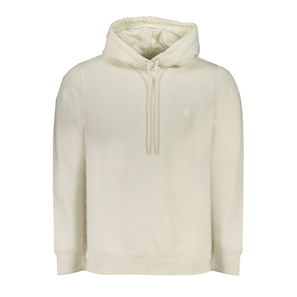Sweat-shirt blanc en coton pour homme de la marque Calvin Klein, coupe classique et logo discret sur la poitrine.