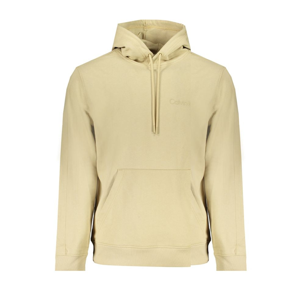 Sweat-shirt beige en coton pour homme de la marque Calvin Klein, doux et confortable, avec logo discret à la poitrine.