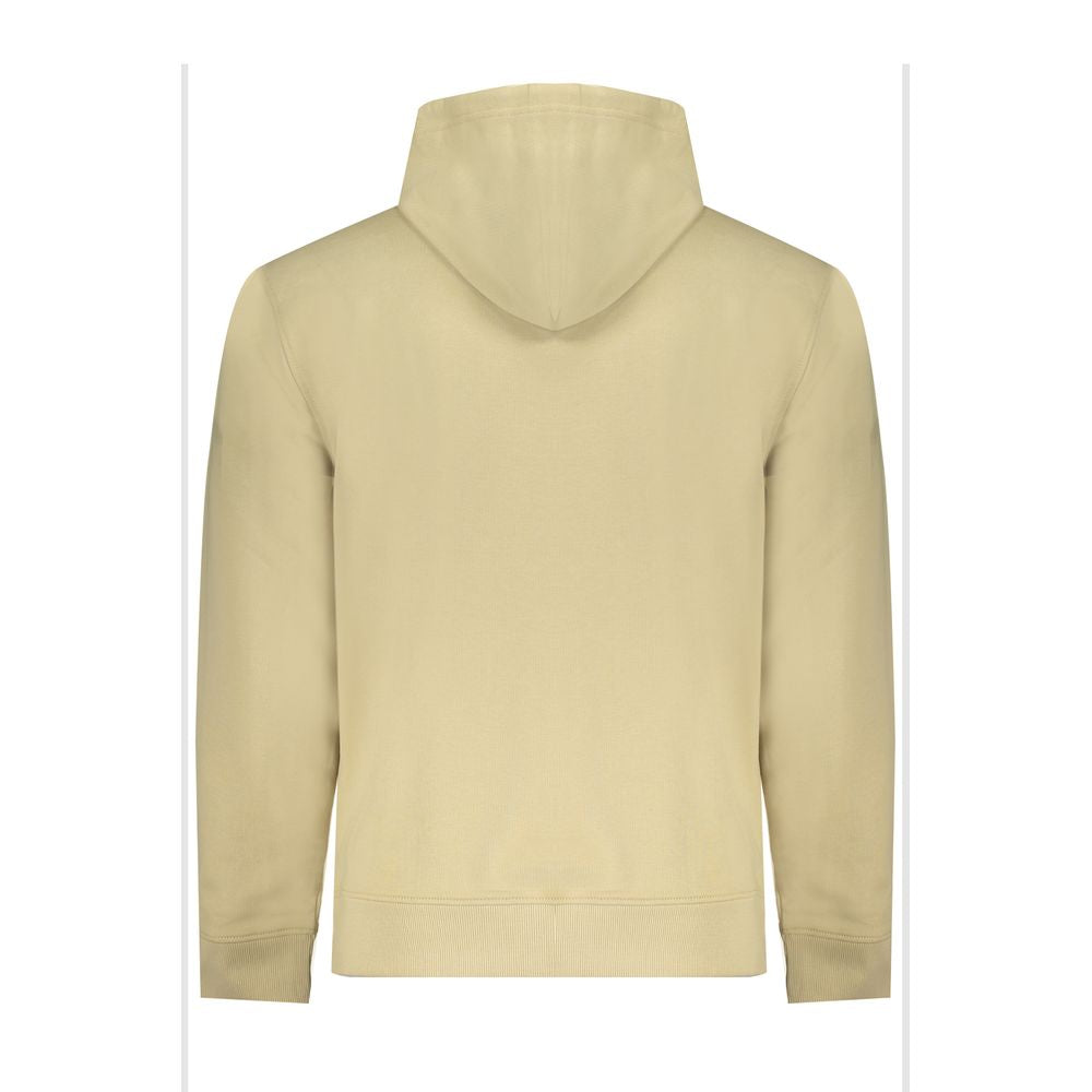 Sweat-shirt beige en coton pour homme de la marque Calvin Klein, avec logo discret sur la poitrine.