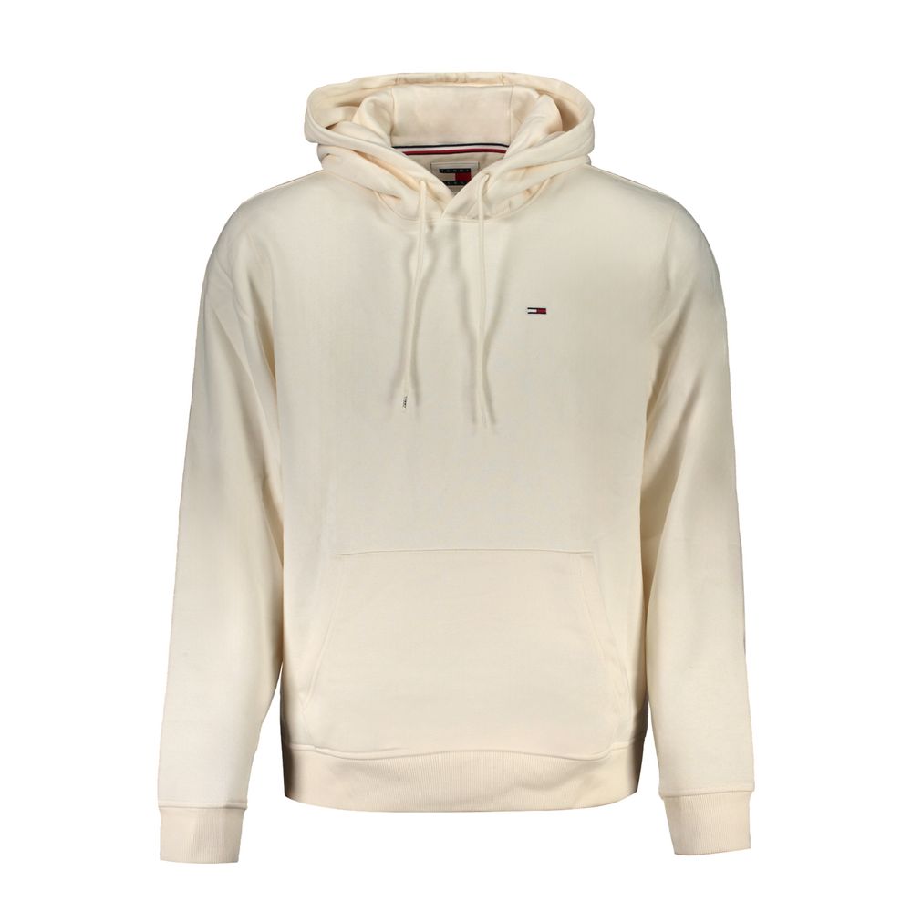Sweat-shirt blanc en coton pour homme de Tommy Hilfiger, avec logo discret sur la poitrine, porté sur un mannequin.