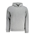 Sweat à capuche gris en polyester pour hommes de la marque Calvin Klein, vue de face avec capuche et logo visible.