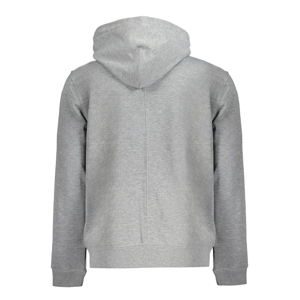 Hoodie pour homme Calvin Klein en polyester gris, vue de face, avec logo discret sur la poitrine, style décontracté.