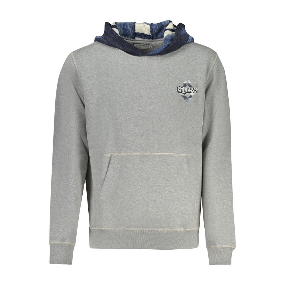 Sweat-shirt gris en coton pour homme de la marque Guess Jeans, vue de face avec col rond et manches longues.