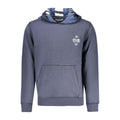 Sweat à capuche pour homme de Guess Jeans en coton bleu, avec logo Guess imprimé sur la poitrine.