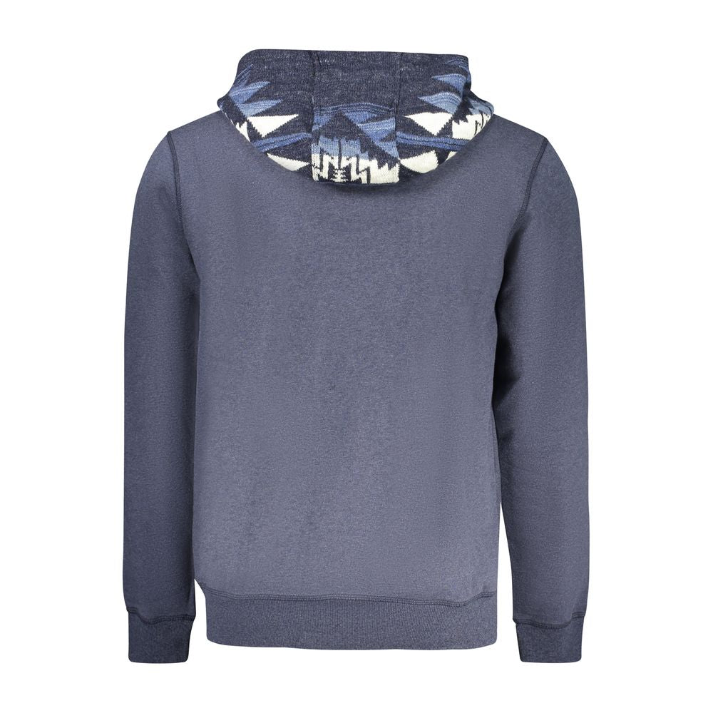 Sweat à capuche en coton bleu pour hommes de la marque Guess Jeans, avec logo Guess sur la poitrine.
