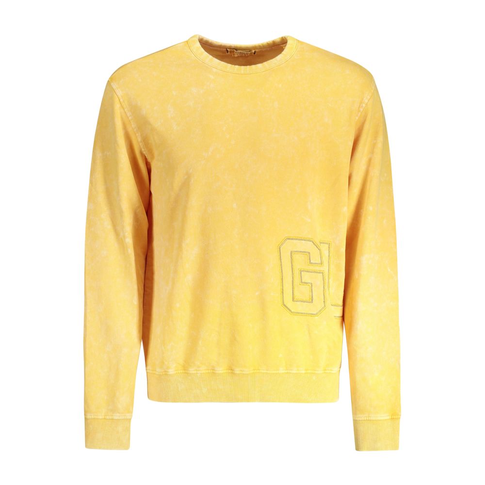 Sweat-shirt en coton jaune pour homme de Guess Jeans, avec logo visible sur le devant.