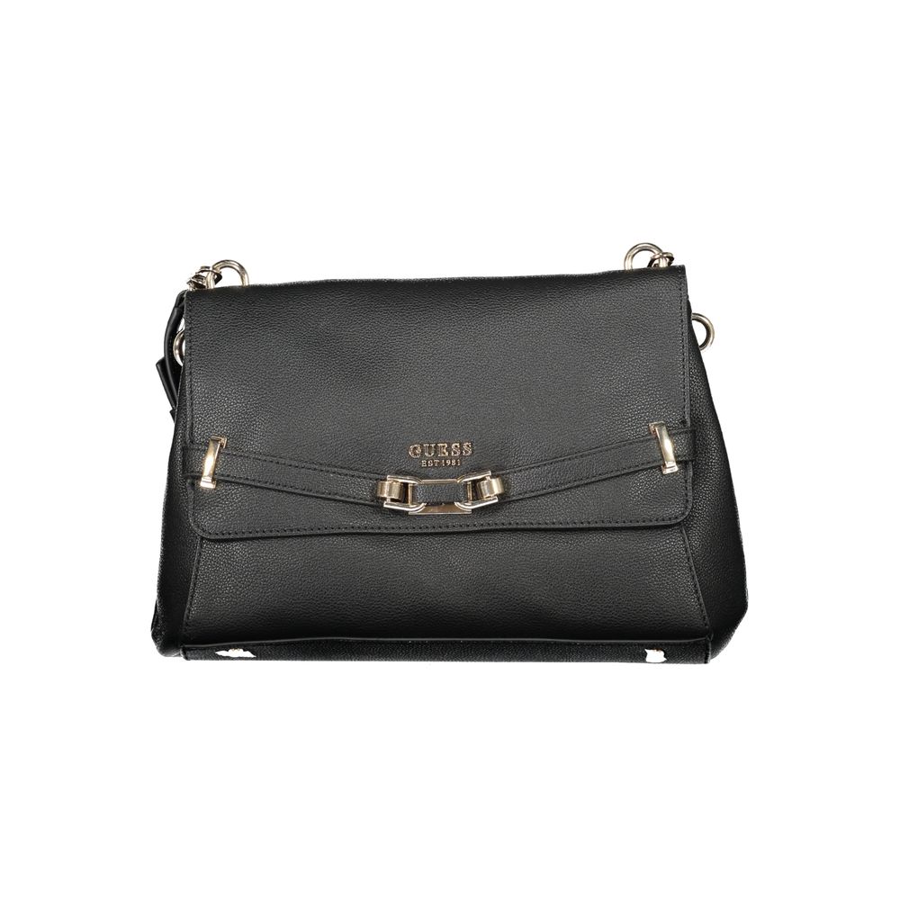 Sac à main en polyurethane noir de Guess Jeans pour femmes, avec design élégant et détails modernes.