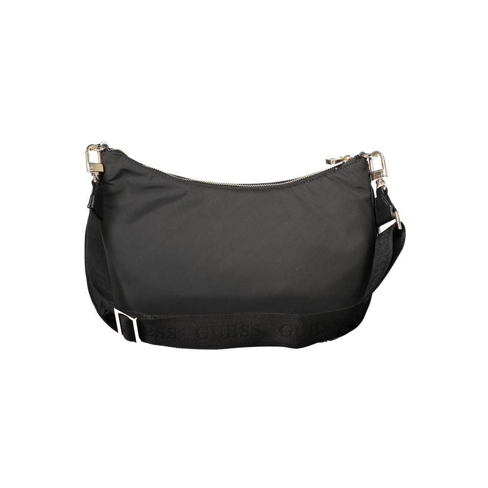 Sac à main Guess Jeans en polyester noir pour femmes, élégant avec détails modernes.