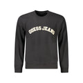 Sweat-shirt pour homme Guess Jeans noir en coton, style décontracté, avec logo Guess sur la poitrine.