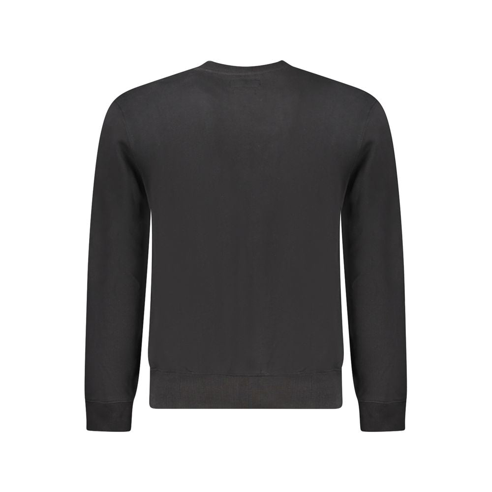 Sweatshirt noir en coton pour homme de Guess Jeans, style décontracté avec logo Guess visible sur la poitrine.