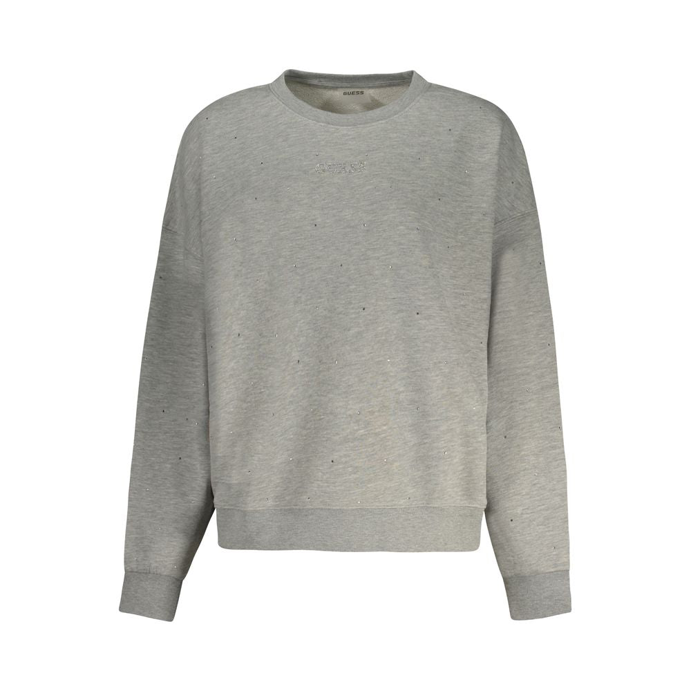 Sweat-shirt gris en polyester pour femmes de Guess Jeans, coupe décontractée et style moderne visible sur l'image.