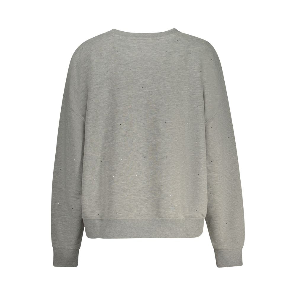 Sweat-shirt gris en polyester pour femmes de Guess Jeans, tissu confortable avec logo Guess visible sur le devant.