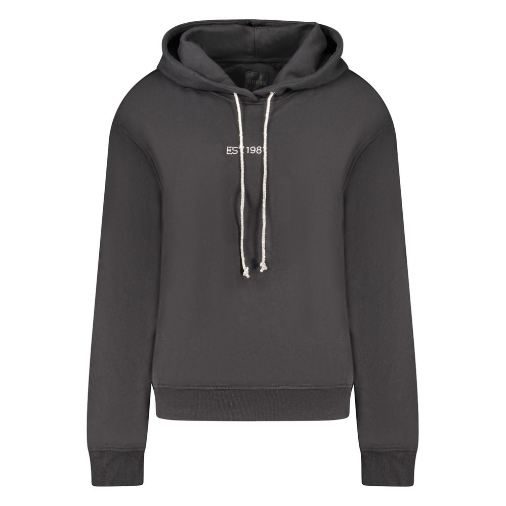 Sweat-shirt noir en coton pour femmes de Guess Jeans, style décontracté avec logo Guess visible sur le devant.