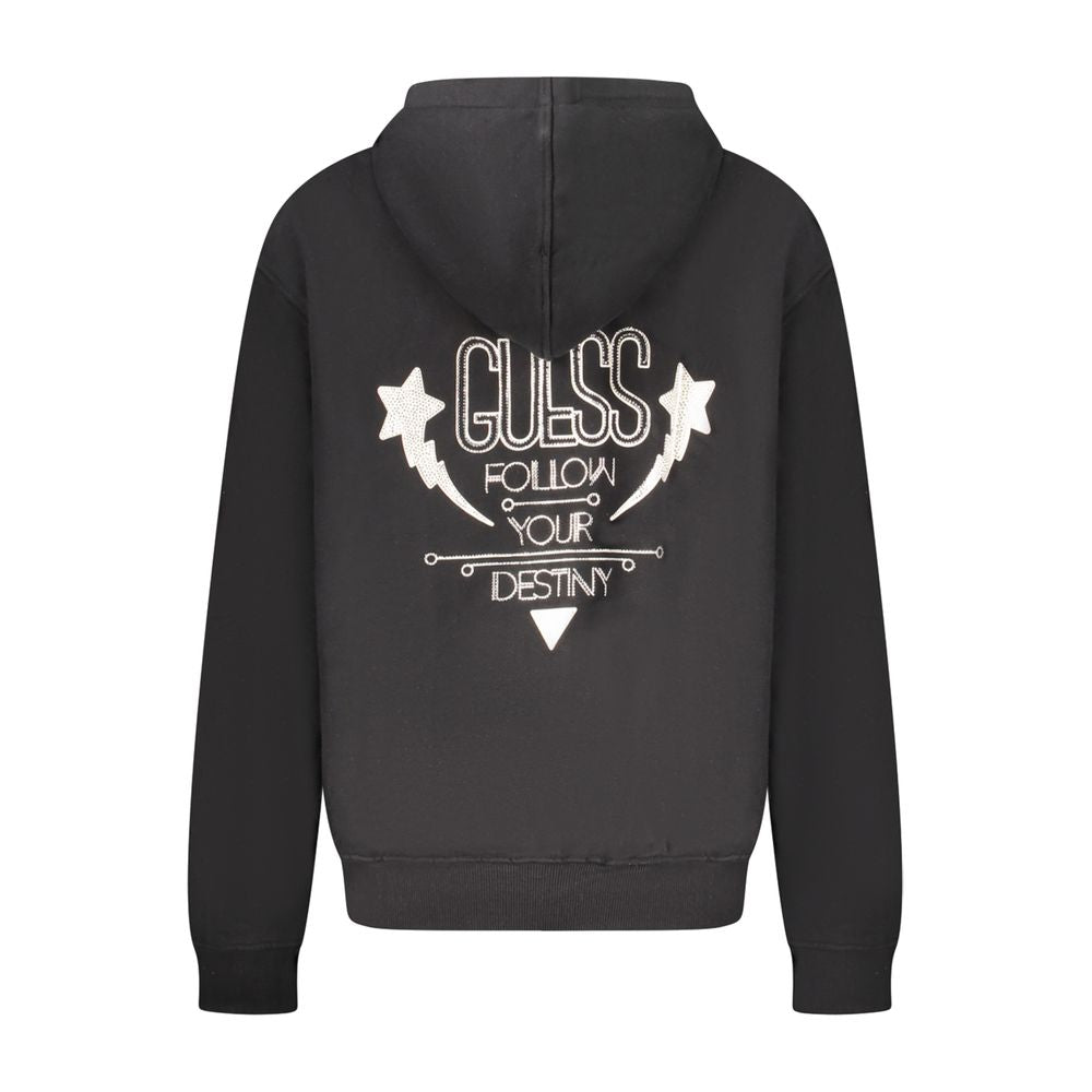 Sweat-shirt noir en coton pour femmes de Guess Jeans, coupe décontractée avec logo Guess sur la poitrine.