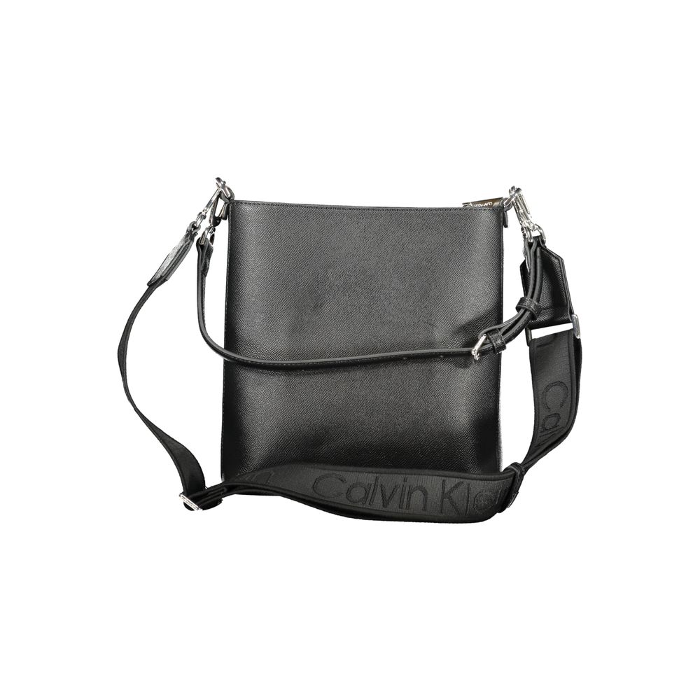 Sac à main noir en polyester pour femme de la marque Calvin Klein, sac d'épaule élégant et pratique.