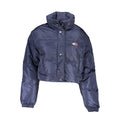 Veste en nylon bleue pour femmes Tommy Hilfiger, légère et tendance, avec logo distinctif sur la poitrine.