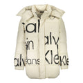 Veste homme en polyester beige de Calvin Klein, style décontracté avec col et fermeture éclair visible.