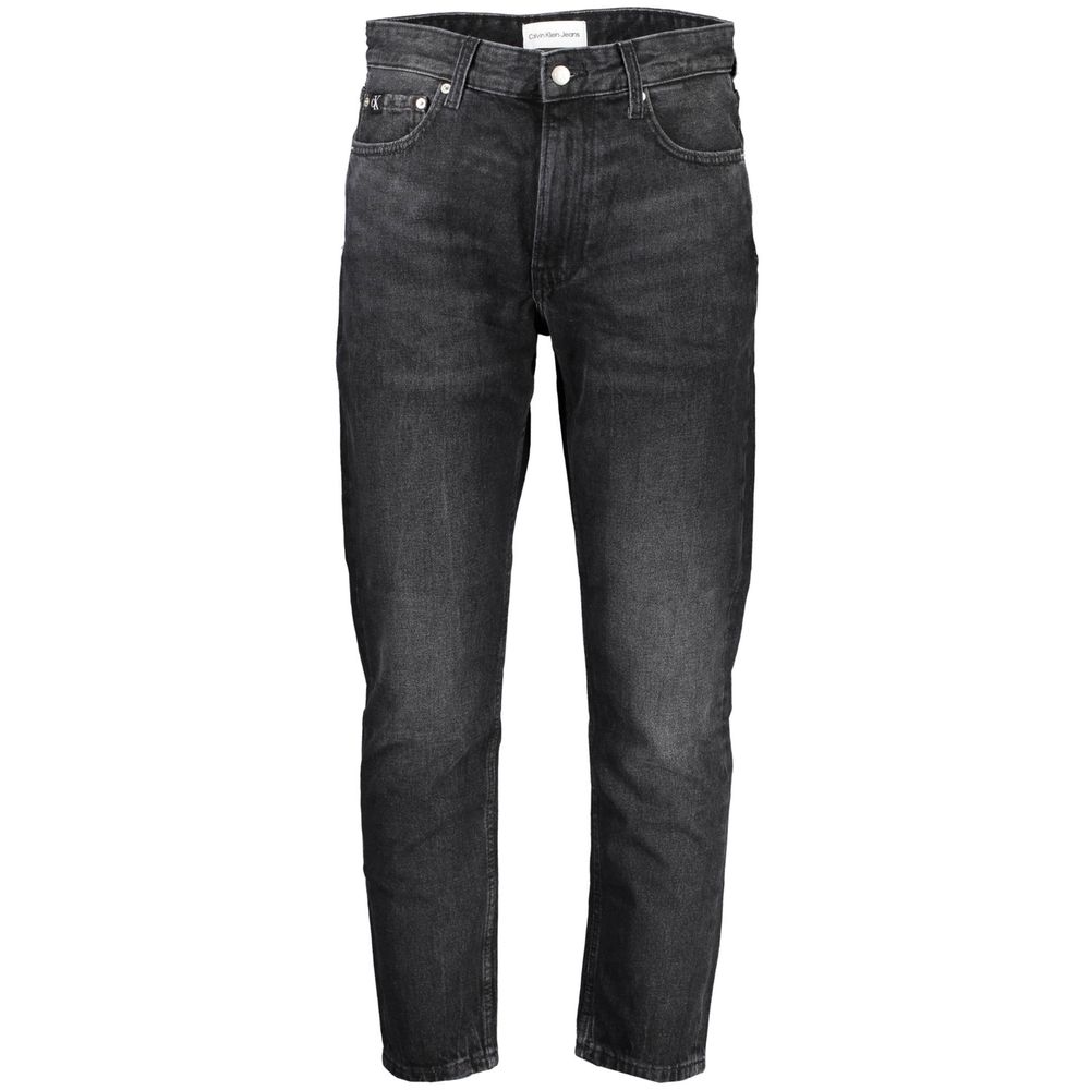 Jeans en coton pour femmes Calvin Klein Blu, coupe classique avec détail de couture visible.