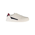 Chaussure sneaker en cuir blanc pour homme de la marque Tommy Hilfiger, style décontracté et moderne.