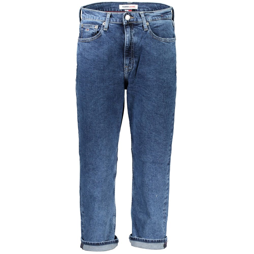 Jeans en coton bleus pour femmes de la marque Tommy Hilfiger, coupe classique et détails modernes.