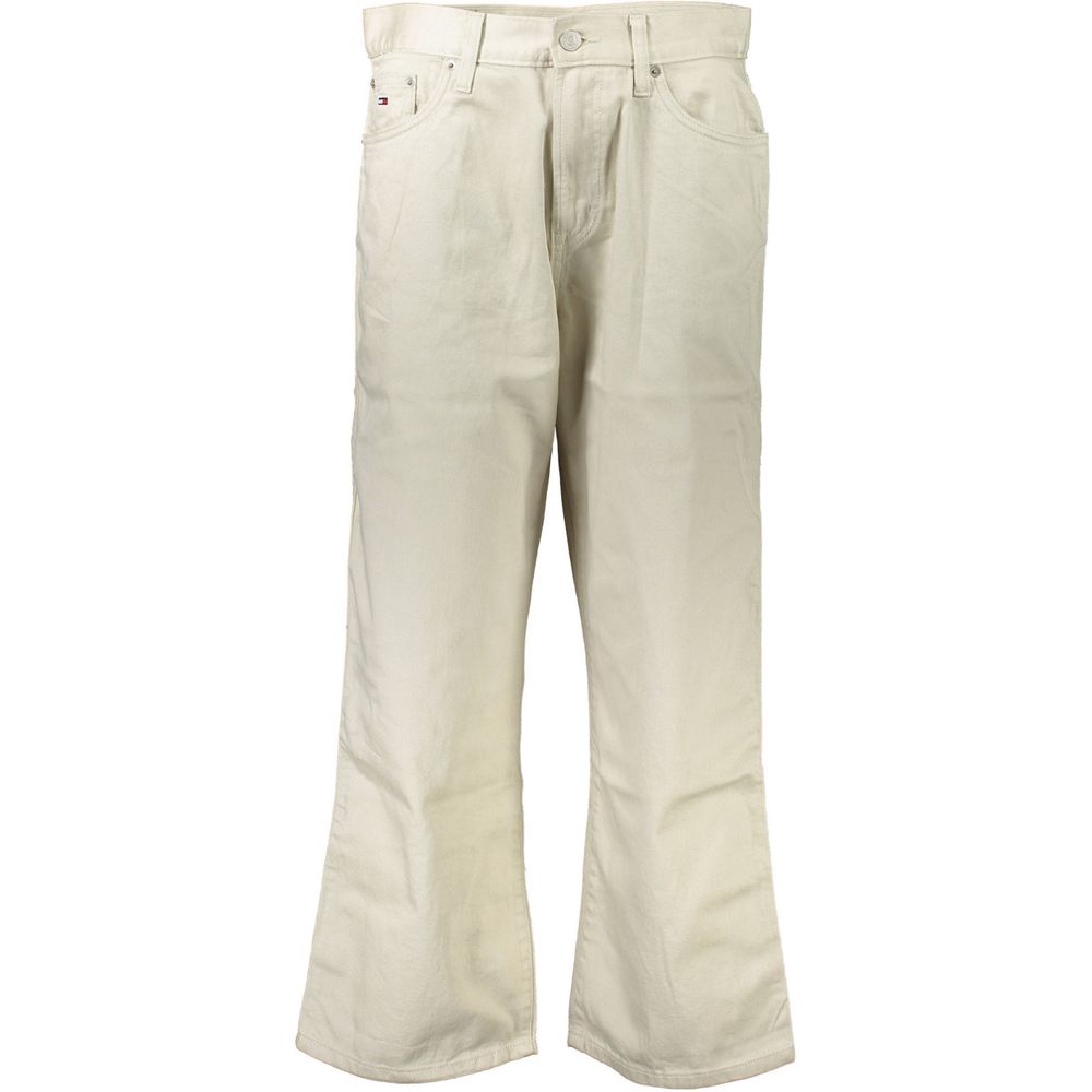 Jeans pour femmes Tommy Hilfiger en coton beige, coupe classique et détails modernes.