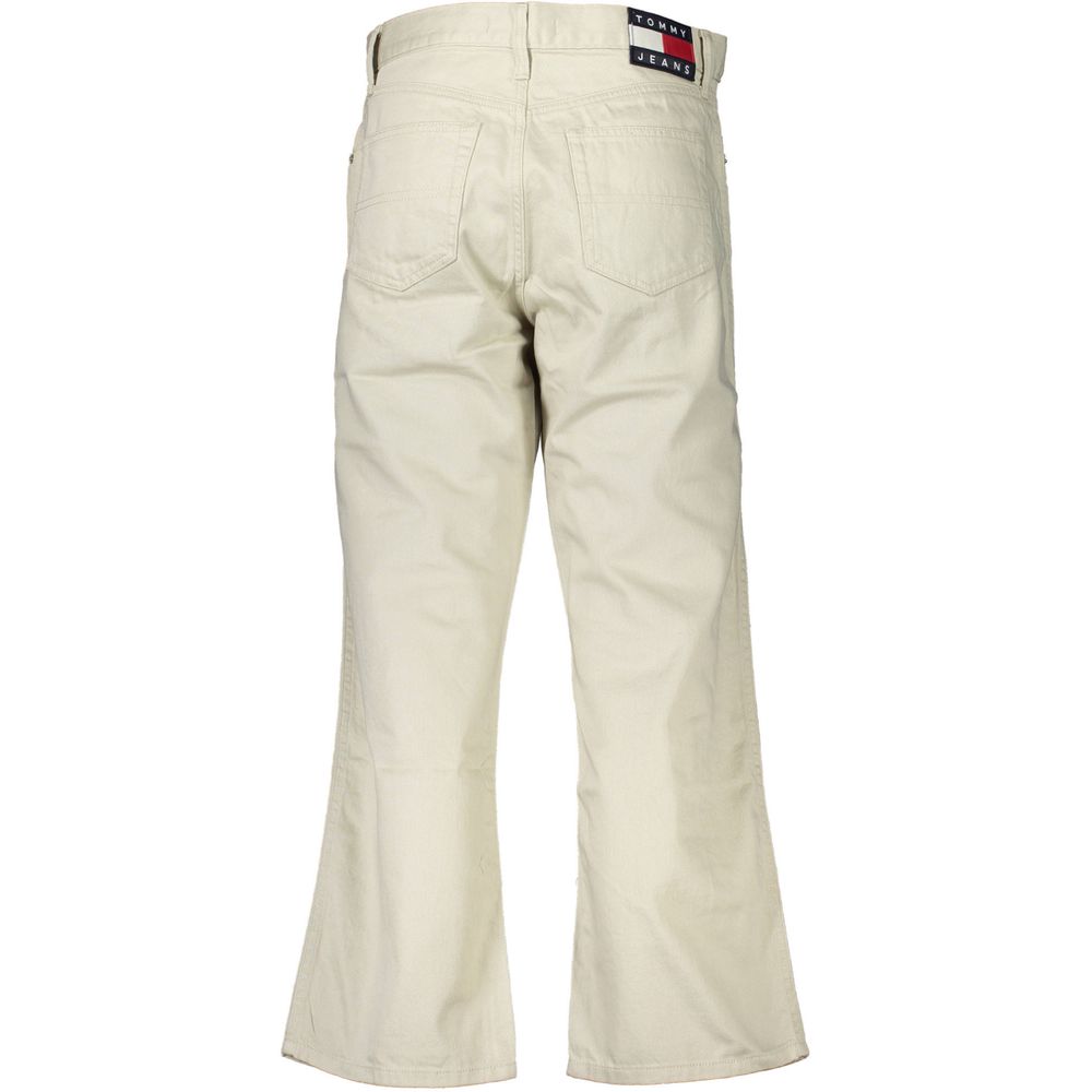 Jeans pour femmes Tommy Hilfiger en coton beige, coupe classique et détails modernes.