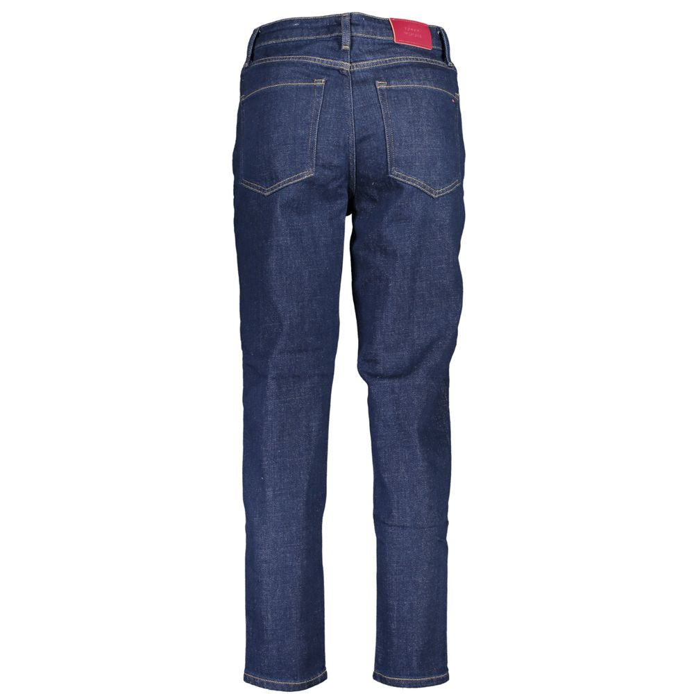 Polo pour femmes Tommy Hilfiger noir en lyocell, col classique, manches courtes et logo Tommy Hilfiger sur la poitrine.