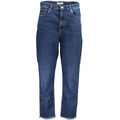 Jeans en coton bleus pour femmes Tommy Hilfiger, coupe classique, visibles sur le mannequin.