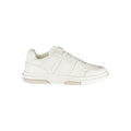 Sneakers blanches en polyuréthane pour homme de la marque Tommy Hilfiger, vue de face.