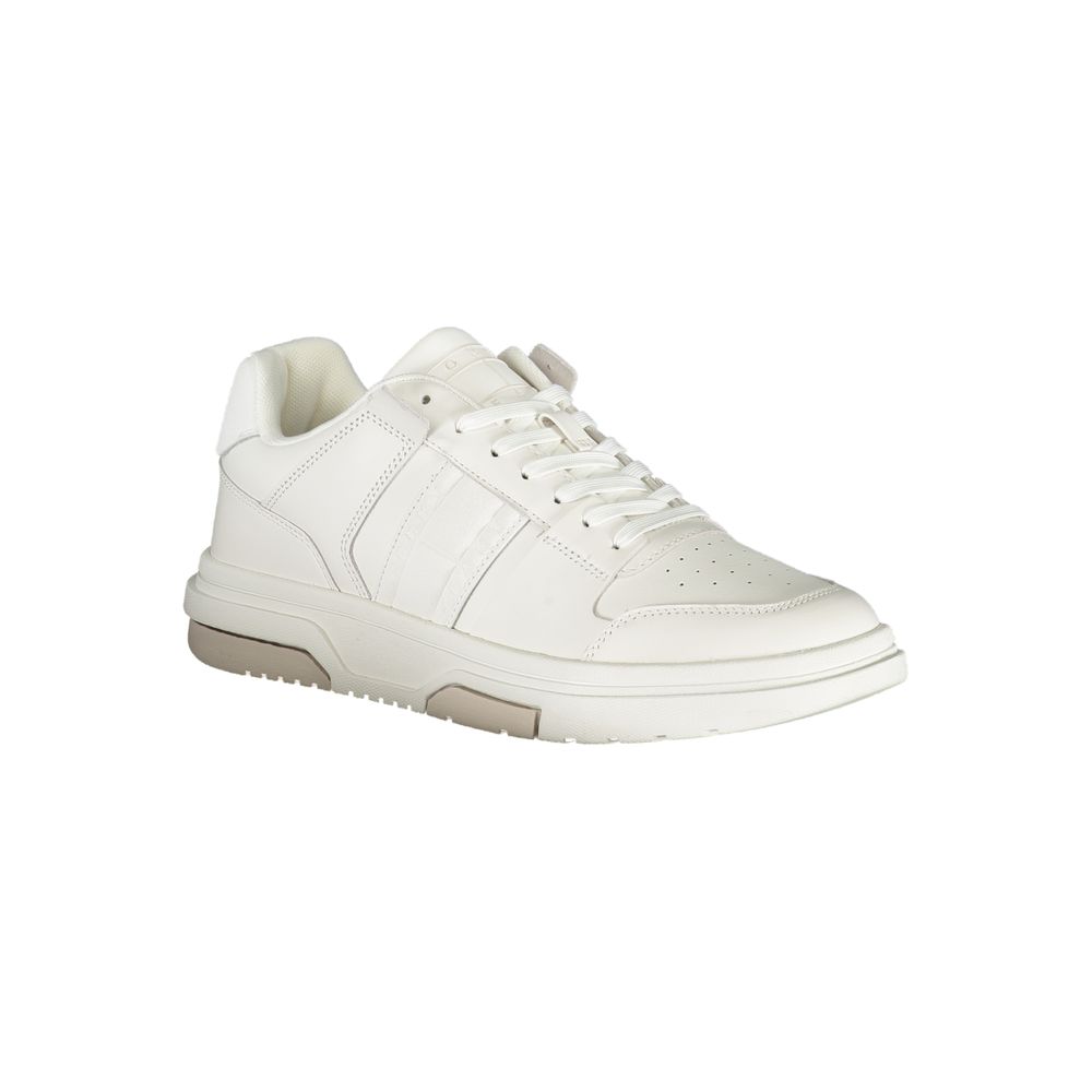 Sneakers Tommy Hilfiger Bianco en polyuréthane pour homme, vue de côté, avec semelles blanches et design moderne
