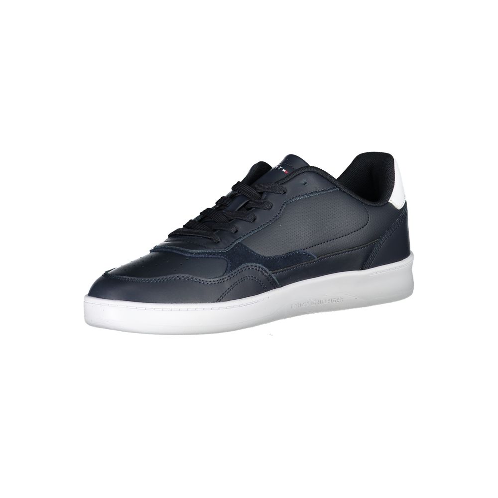 Chaussures de sport homme Tommy Hilfiger en polyuréthane bleu, baskets élégantes pour un style décontracté.