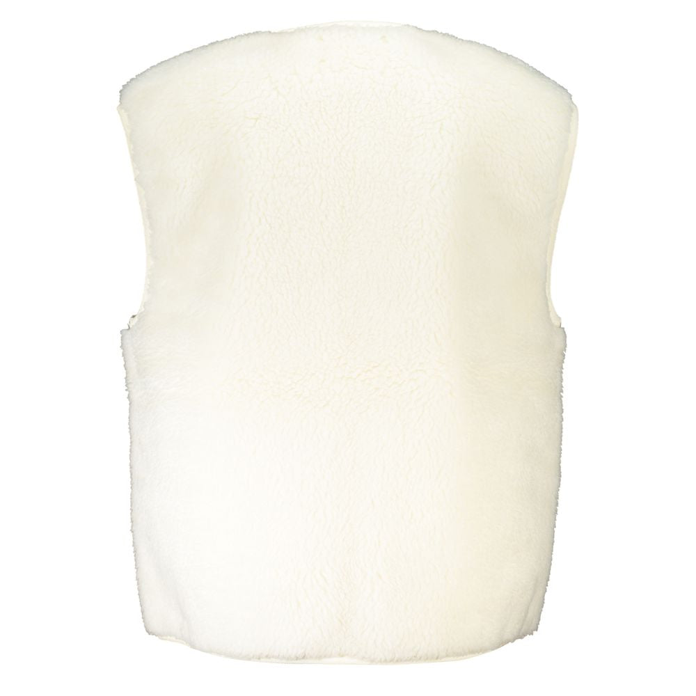 Gilet pour femmes Calvin Klein en polyester blanc, veste légère et élégante, avec fermeture à glissière et col ras du cou.