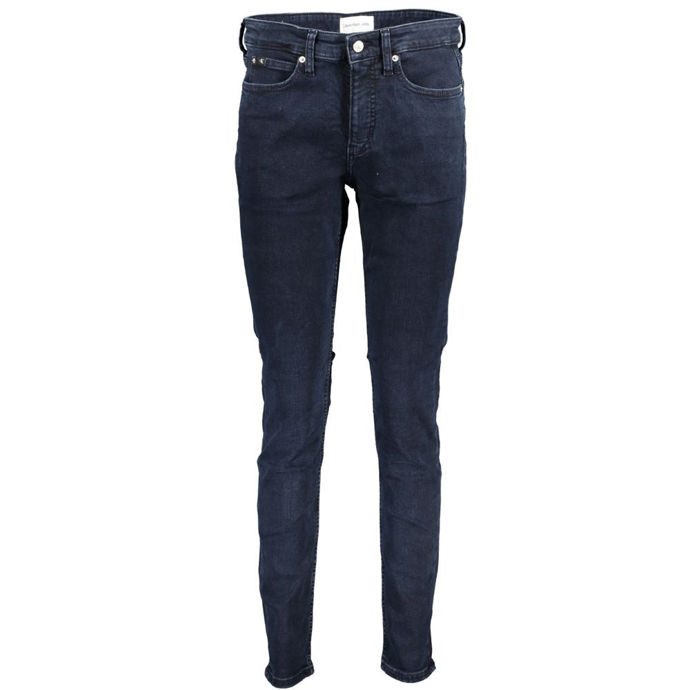 Jean skinny en coton bleu pour femmes de la marque Calvin Klein, coupe ajustée et style moderne.