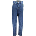 Jeans pour femmes Calvin Klein Blu en coton, coupe classique, détails de couture, style décontracté.