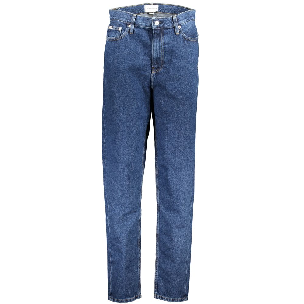 Jeans pour femmes Calvin Klein Blu en coton, coupe classique, détails de couture, style décontracté.