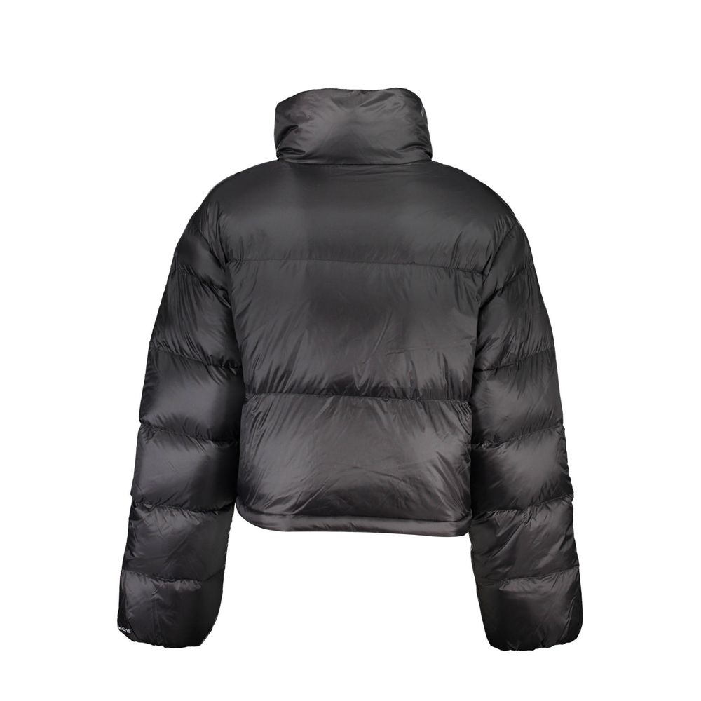 Veste noire en polyamide pour femmes de Calvin Klein, veste légère avec fermeture éclair et col montant.