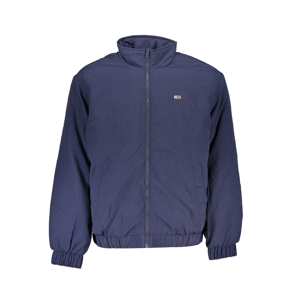 Veste pour homme Tommy Hilfiger en polyamide bleue, style décontracté avec fermeture éclair et poches frontales.