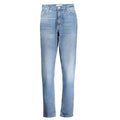 Jeans pour femmes Calvin Klein Azzurro en coton, coupe classique, montrant la texture et la couleur bleue pâle.