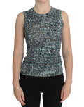 Pull en laine bleue sans manches de Dolce & Gabbana, pull-over élégant avec col rond et finition soignée visible sur l'image.