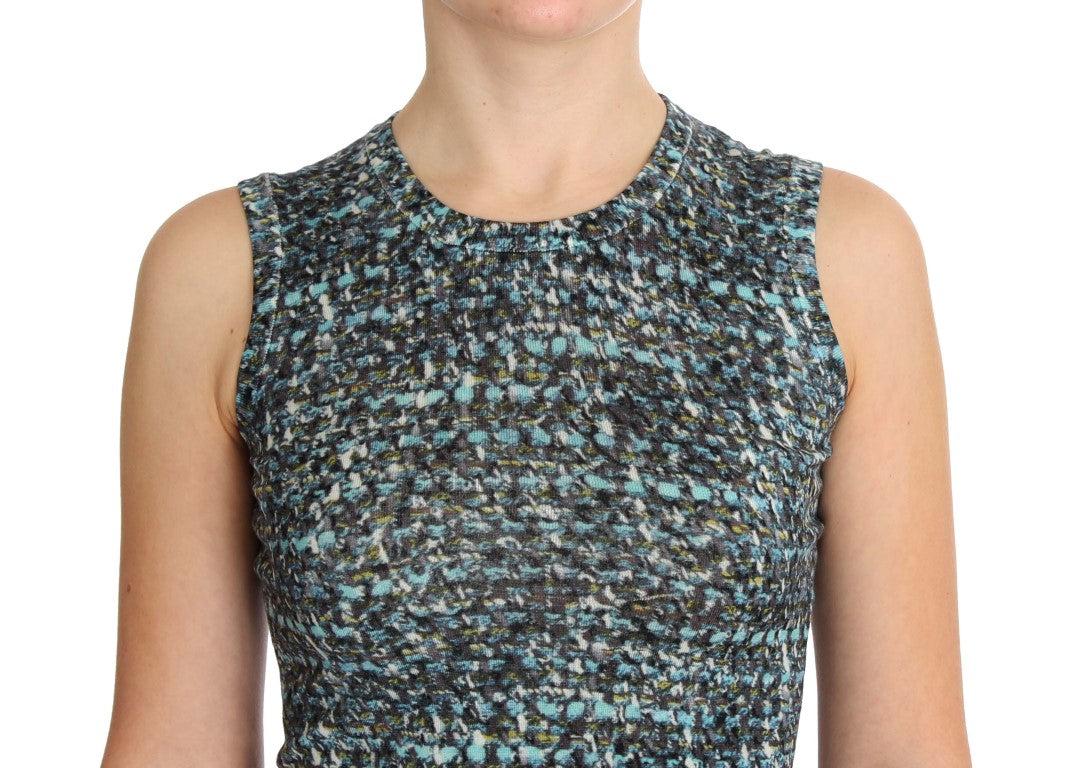 Pull sans manches en laine bleue de Dolce & Gabbana, pull-over élégant avec col rond et finition soignée.