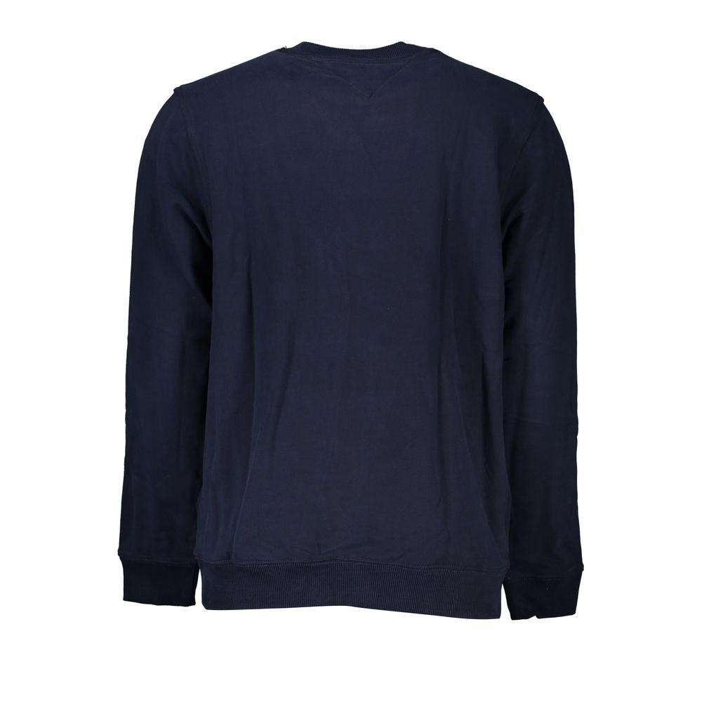 Sweat-shirt bleu en coton pour homme de la marque Tommy Hilfiger, doux et confortable, visible avec col rond et manches longues.