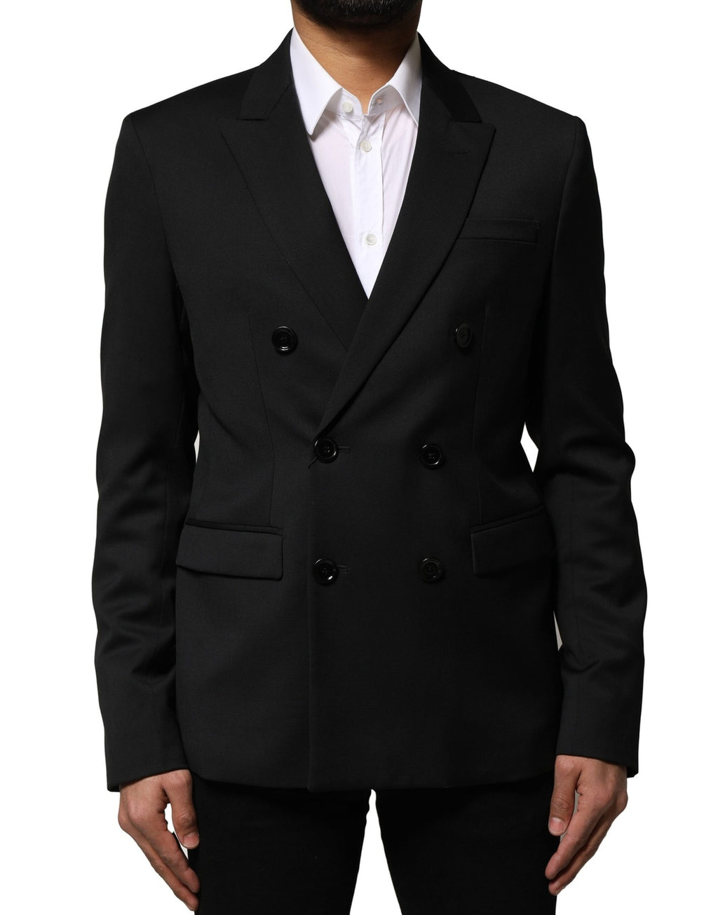 Veste blazer homme Emporio Armani noire à double boutonnage, élégante et ajustée, pour un style sophistiqué.