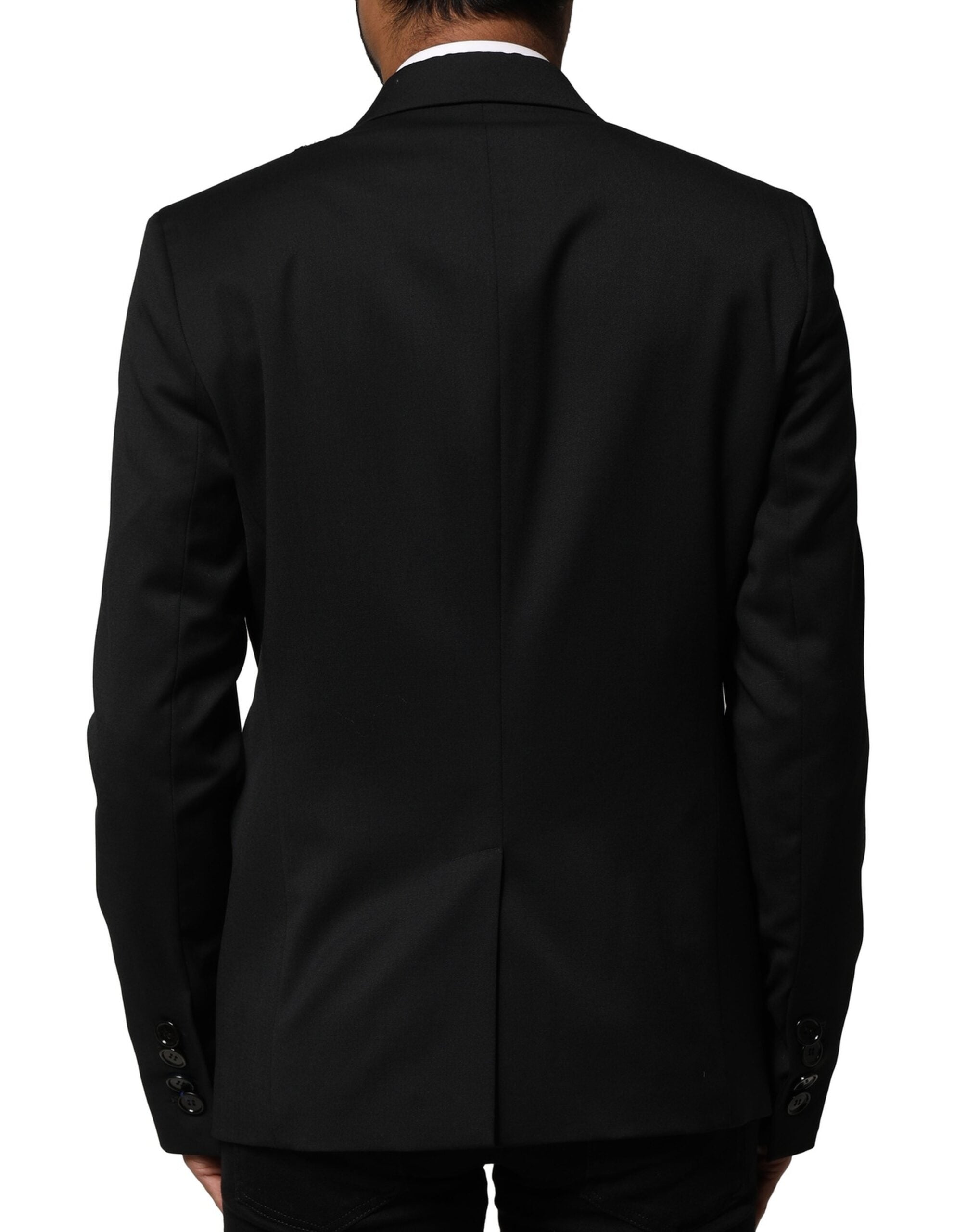 Veste blazer homme noire Emporio Armani à double boutonnage, élégante et classique, adaptée pour un look sophistiqué.