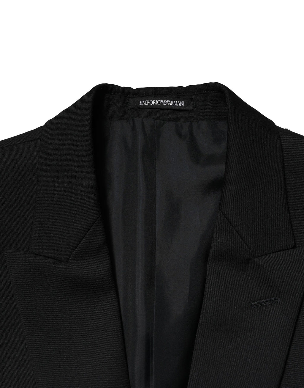 Veste blazer homme Emporio Armani noire à double boutonnage, style élégant et moderne en tissu de qualité.
