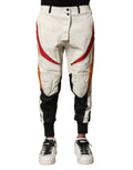 Pantalon homme Dolce & Gabbana en cuir d'agneau multicolore, coupe tapered, élégant et tendance.