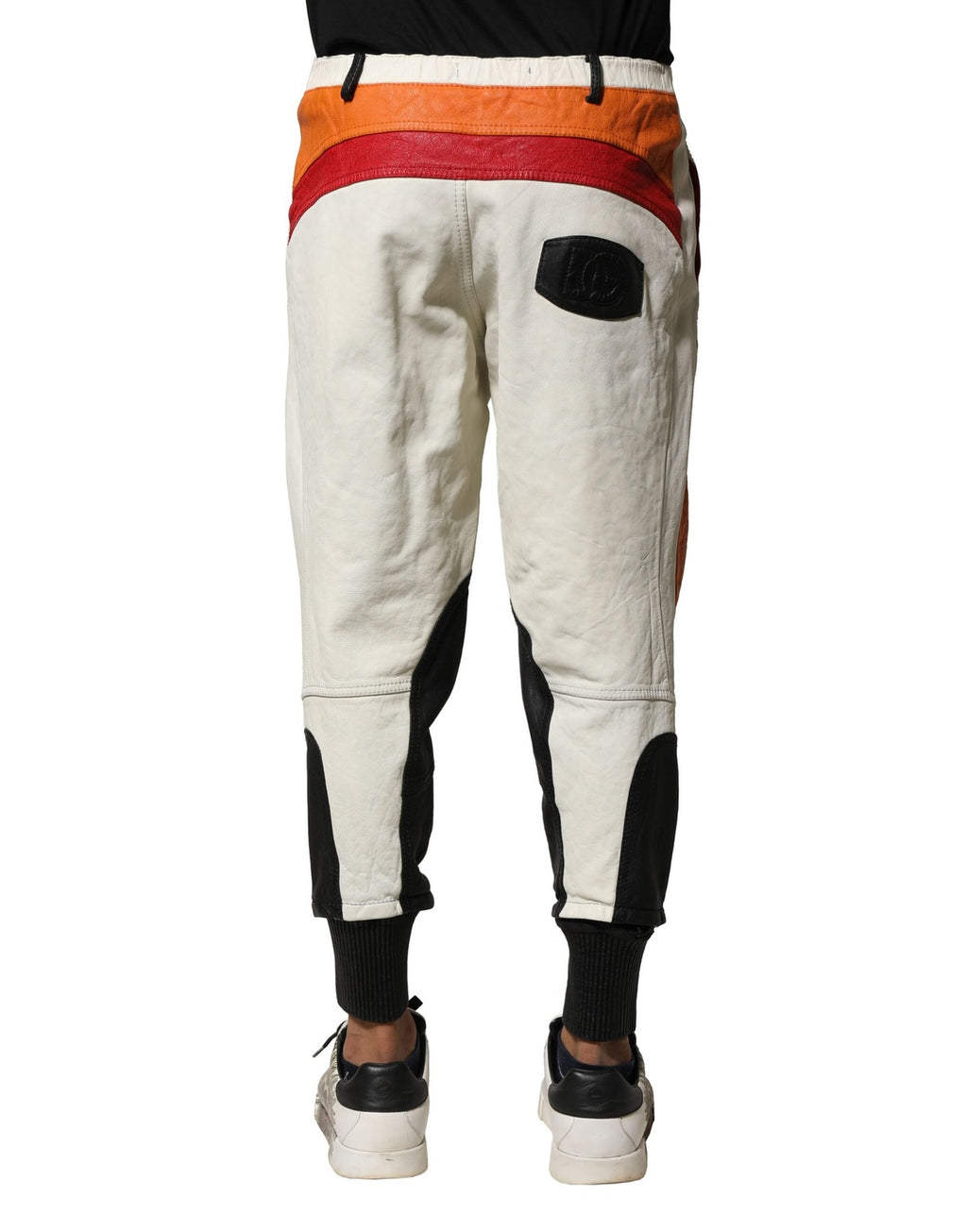 Pantalons pour homme Dolce & Gabbana en cuir d'agneau multicolore, coupe tapered, élégants et modernes.